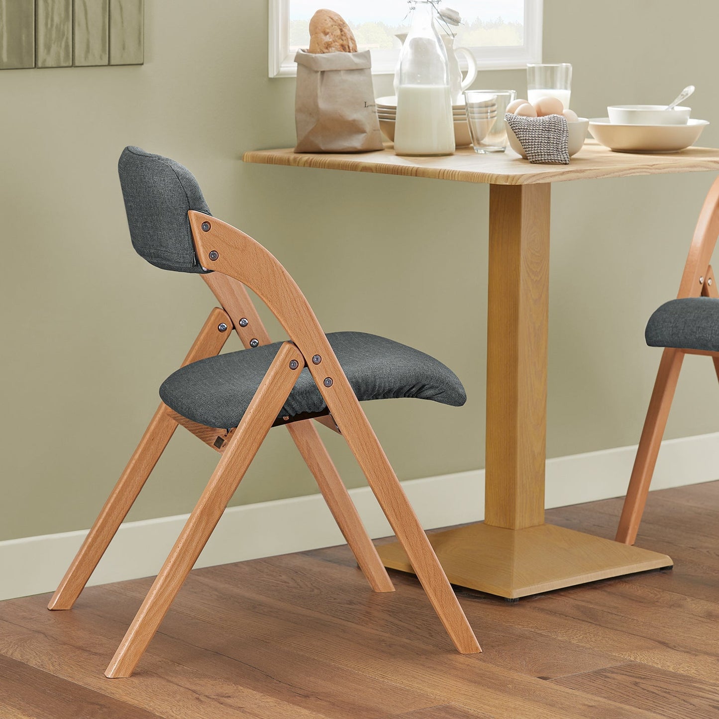 SoBuy Chaise pliante en bois avec assise rembourrée - 47x57x79 cm - Bois de hêtre