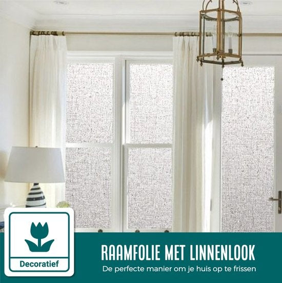 Homewell Film pour fenêtre HR++ 70x300 - Isolation et protection solaire - Anti-vue - Statique - Aspect lin Gris