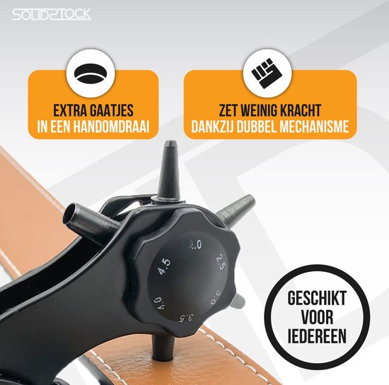 SolidStock Professional Hole Pliers for belt - with Free Measuring Stick - Punching Pliers - Revolver Pliers
