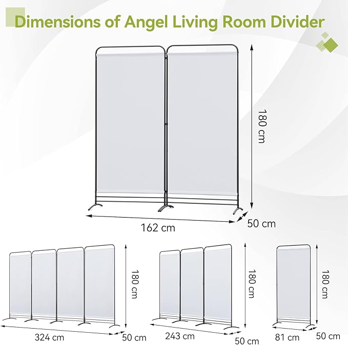 Paravent Angel Living - 2 panneaux - 162 cm de haut - Souple - Beige/Naturel
