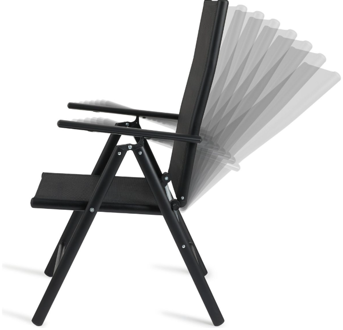 Lifa Garden Lot de 2 chaises de jardin en aluminium - réglables - max 120 kg - 69 x 56 x 106 cm - noir