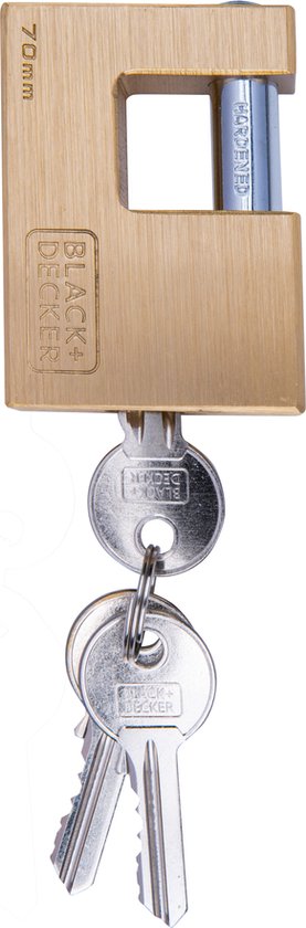 Cadenas BLACK+DECKER - 70mm - 3 clés incluses - Laiton massif