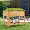 Jardinière surélevée en bois Yaheetech avec roulettes et étagère de rangement - Marron clair - 105,5 x 56,5 x 83,5 cm
