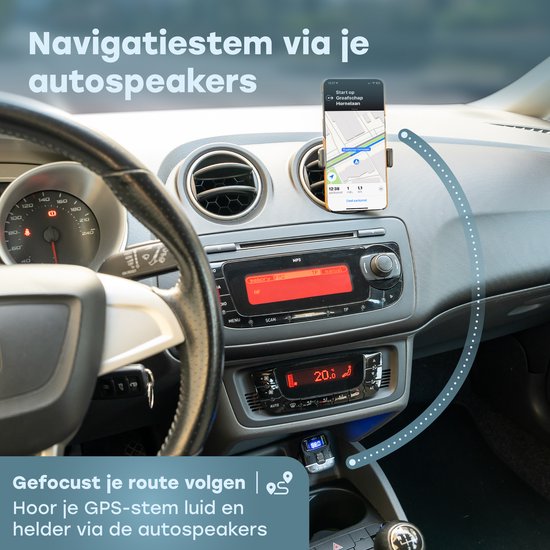 Audyn Bluetooth FM Transmitter - USB-A & USB-C - Récepteur Bluetooth - Chargeur rapide - Chargeur voiture - Carkit - Accessoires voiture - RGB