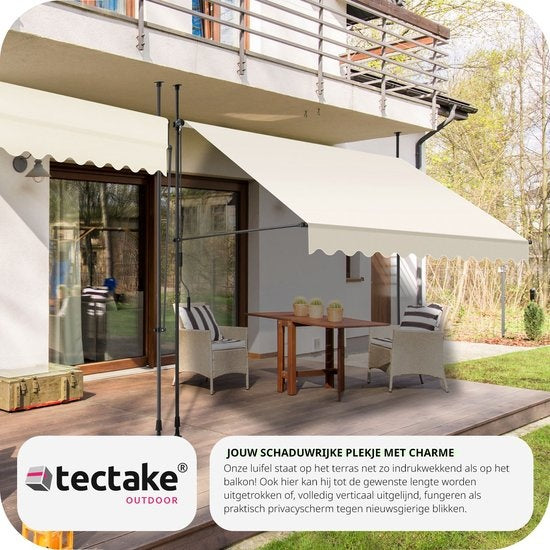 tectake - store à pinces - parasol - store - réglable - store à pinces - parasol balcon - 300 x 180 cm - beige - store - 404963