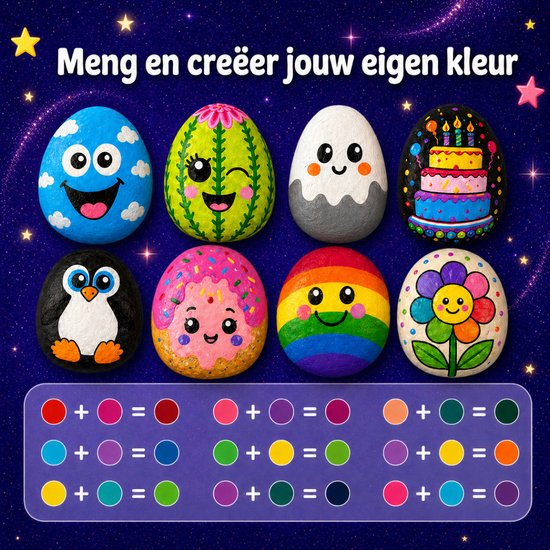 Vaive Peinture sur pierre, 2109 pièces – Kit de bricolage « Happy Stones » phosphorescentes – Bricolage - Kit de bricolage pour filles et garçons - Kits de bricolage
