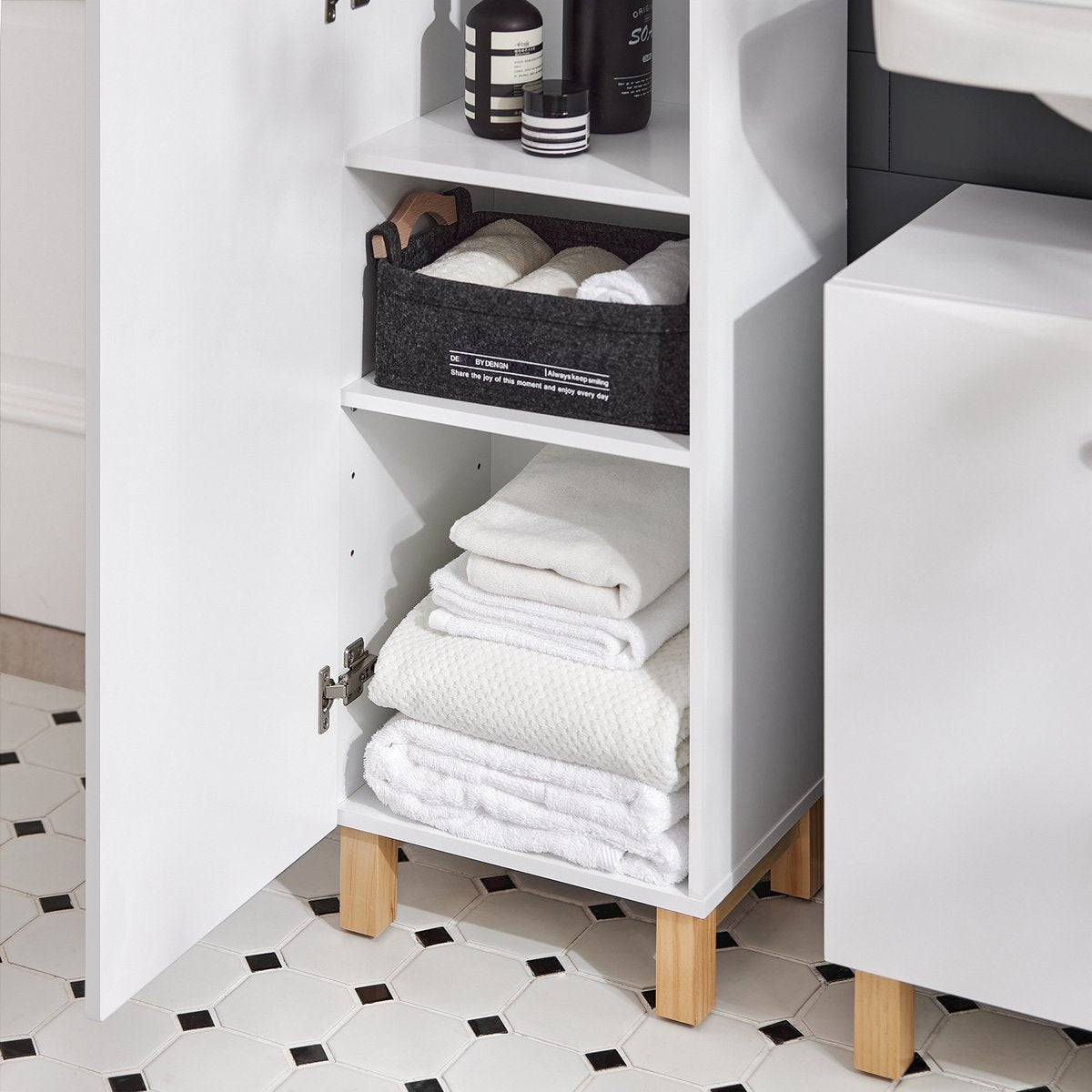 SoBuy Meuble colonne de salle de bains - Meuble de salle de bains avec 2 portes - Max. 50KG - 34 x 30 x 170 cm - Blanc