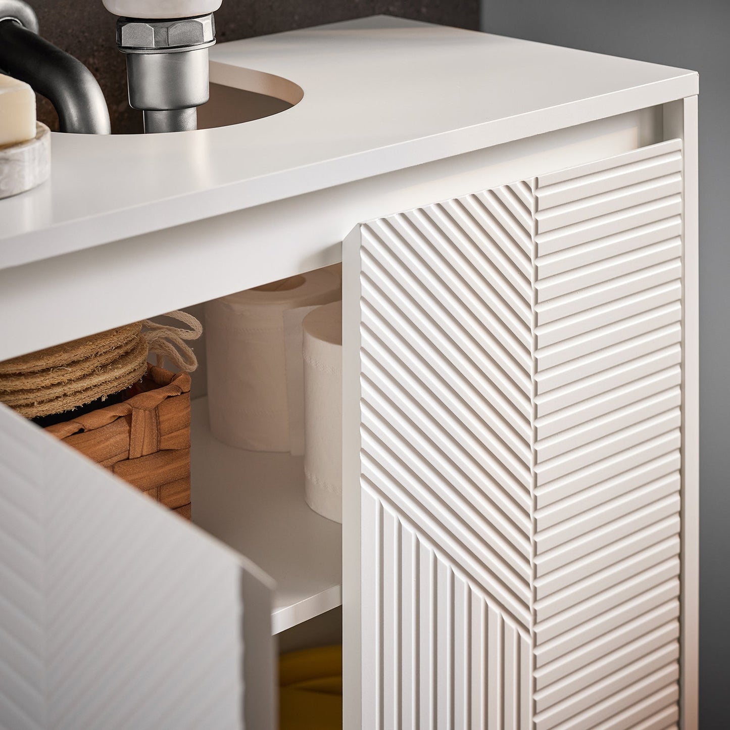 SoBuy BZR157-W Meuble sous évier Meuble de salle de bains Meuble bas Meuble de salle de bains - Blanc - 60 x 61 x 30 cm