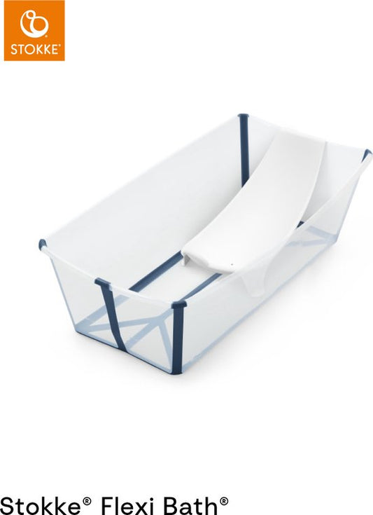 Ensemble Stokke® Flexi Bath® X-Large - Flexi Bath® XL + support pour nouveau-né - Bleu transparent
