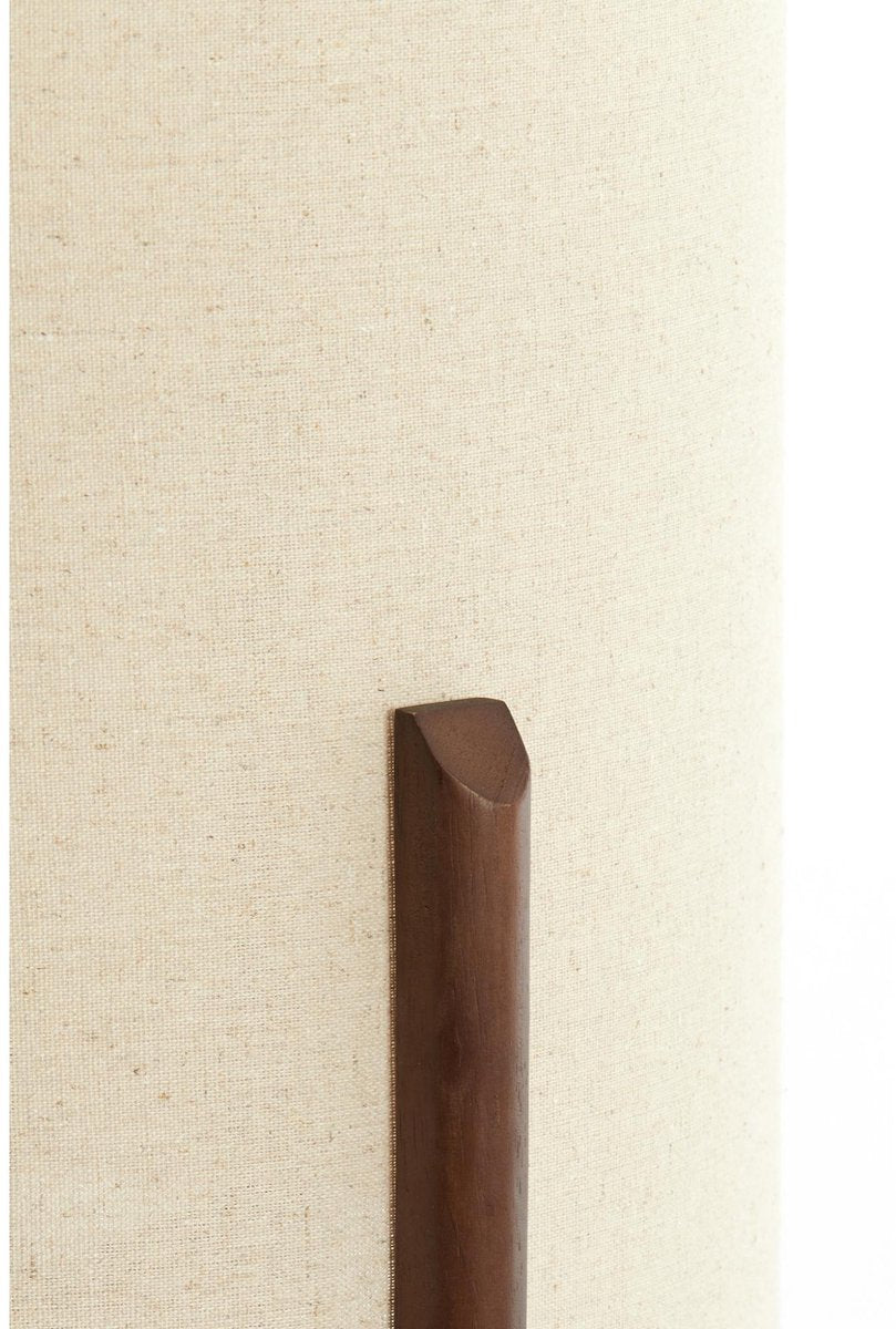 Light & Living Lampe de table Litto - Bois brun foncé - Abat-jour tissu crème Ø35cm