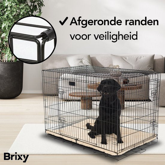 Brixy Dog Bench - Banc pour chiens - Taille L - Pliable - 91 x 58 x 65 CM - 2 Portes - Noir