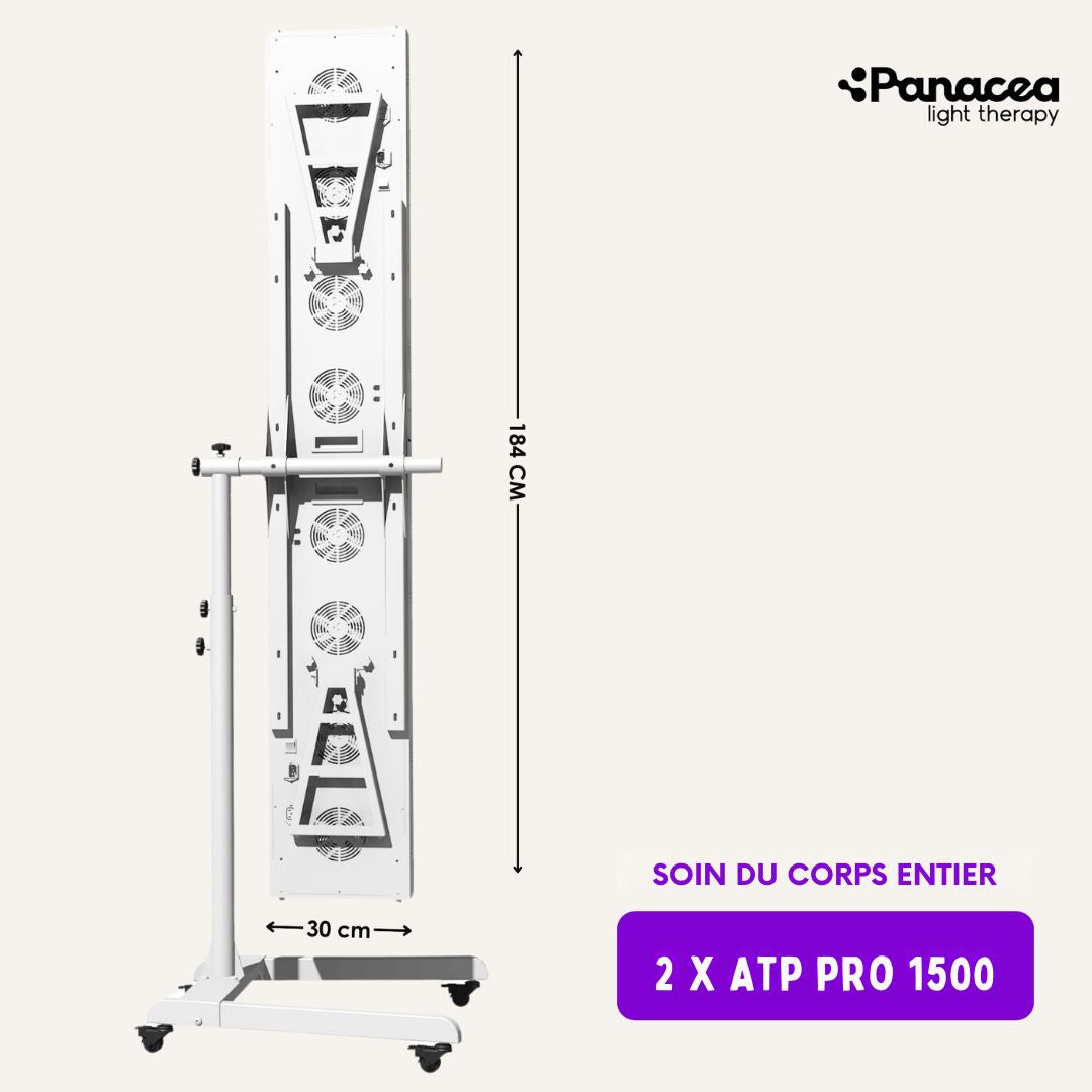 Support mobile et réglable pour les panneaux de luminothérapie - Panacea - Hauteur réglable jusqu'à 160 cm - Max. 20 kg - Métal - Blanc