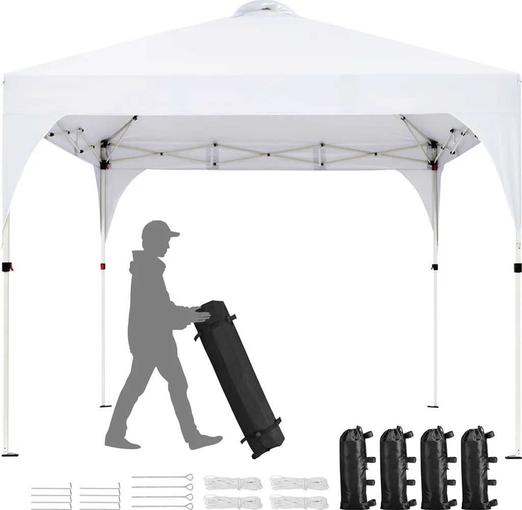 Tente de fête pliable Yaheetech 3 x 3 m - Blanche - Pavillon pop-up réglable avec sac de transport