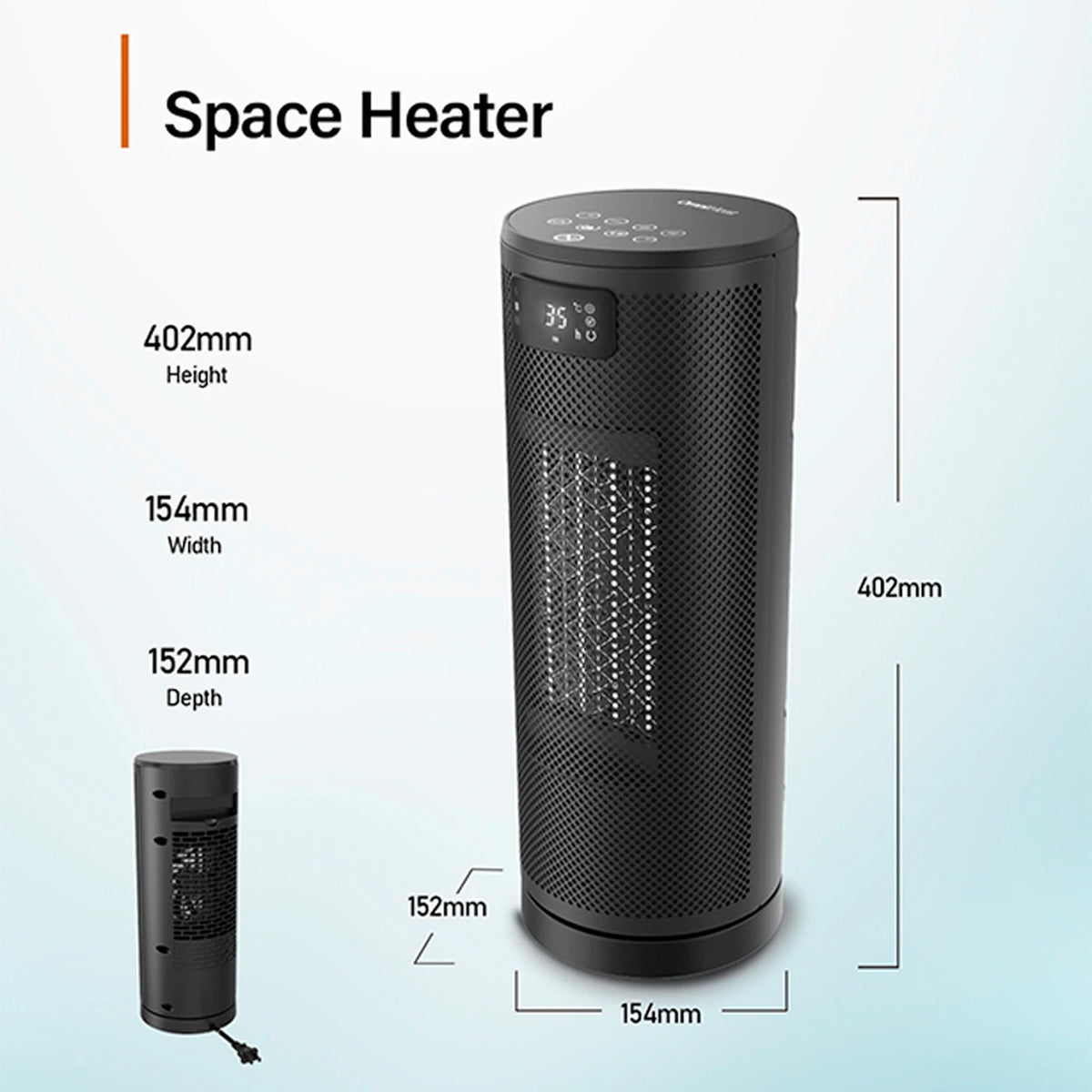 Radiateur soufflant céramique OmniHeat 1 800 W – 4 niveaux de chaleur, mode Éco, télécommande et minuterie 24 heures