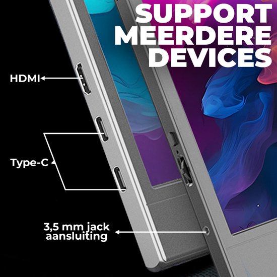 Écran portable Denver - Full HD - 15,6 pouces - Écran portable - Housse en cuir - HDMI - USB-C - PMO15604