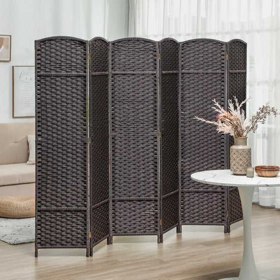 HOMCOM Séparateur de pièce en polypropylène et bois de pin, 240 L x 1,6 l x 170 H cm, marron