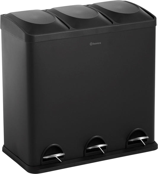 Poubelle a 3 compartiments - Homra MAXER - Poubelle 60 litres (3x 20L) - Noir