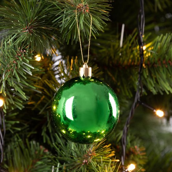 Boules de sapin de Noël 24pcs Ø6cm - Plastique brillant mat - Vert
