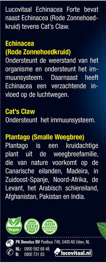 Lucovitaal - Gouttes Echinacea Cat's Claw pour renforcer les défenses immunitaires - 100 ml - Complément alimentaire