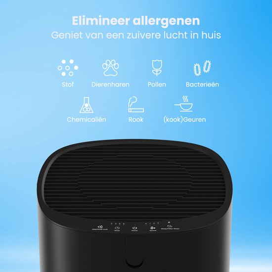 Auronic Air Purifier Fresh Pro - Avec filtre HEPA 13 - 300 m³/h - 65 m² - Filtre à charbon - 3 étapes - Purificateur d'air - Noir