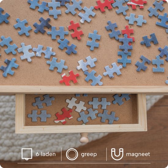 Plateau de puzzle pour 1 000 pièces avec 6 tiroirs – Tapis de puzzle avec système de rangement – Plateau de puzzle en bois – Table de puzzle avec plaque de protection – BREND BR-2216
