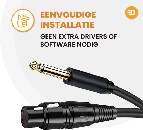 Drivv. Premium XLR Cable - XLR femelle vers jack 6,35 mm mâle - Jack stéréo - 2 mètres