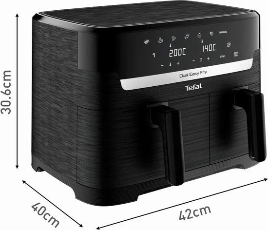 Tefal EY901N10 Dual Easy Fry Essential - Friteuse d'air - 2700W - 8.3L - Noir
