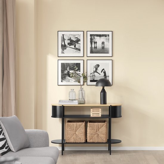 SoBuy Console d'entrée avec rangement, meuble d'entrée multifonctionnel, design industriel moderne, meuble en bois et noir, 110x39x76cm FSB102-SCH