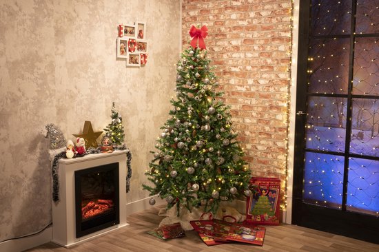 Cadeaux de Noël Sapin de Noël Empire Epicéa avec neige et pommes de pin - 180 cm - 708 bourgeons