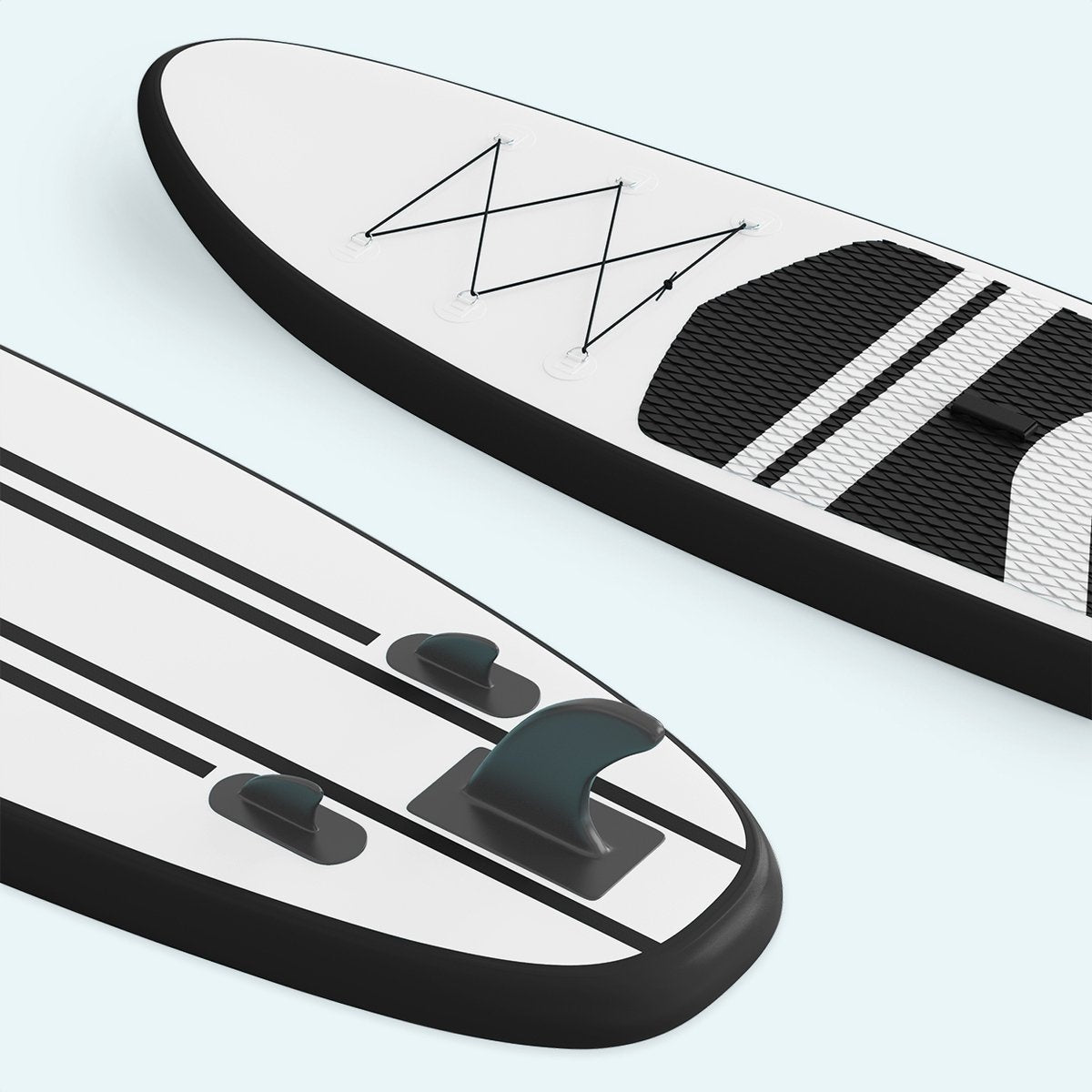 LifeGoods SUP Board - Planche à pagaie gonflable - Ensemble complet - Max. 135KG - 320x81cm - Blanc/Noir