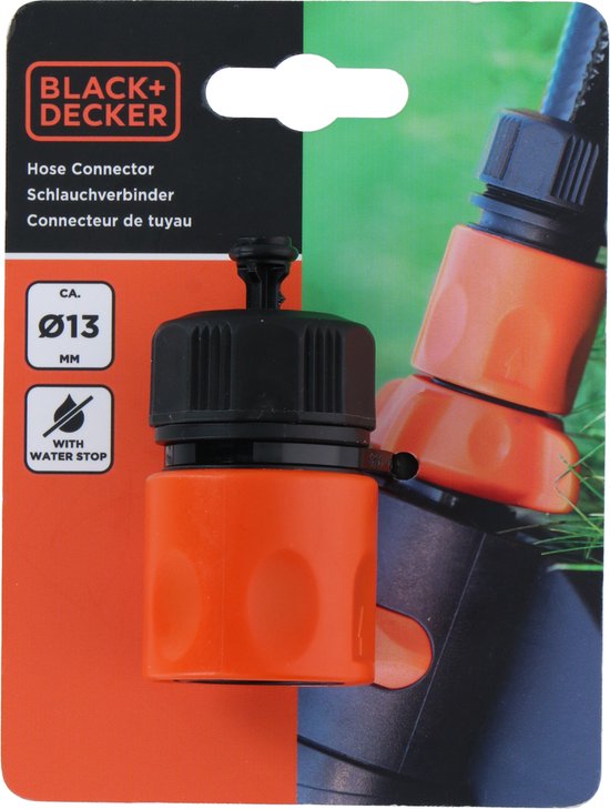 BLACK+DECKER Connecteur de robinetterie 1/2 - ⌀ 13 MM - Connecteur - Plastique - Noir