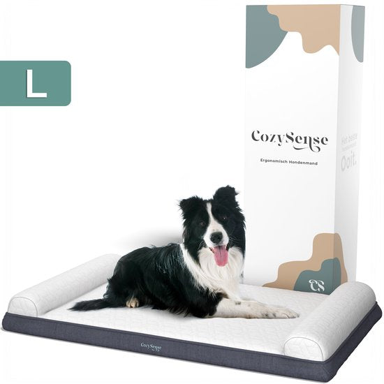CozySense® Coussin orthopédique pour chien - 90 X 54 cm - Taille L - Imperméable - Convient comme coussin de banc et lit pour chien - Housse lavable - Blanc