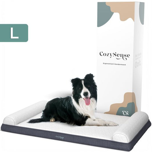 CozySense® Coussin orthopédique pour chien - 90 X 54 cm - Taille L - Imperméable - Convient comme coussin de banc et lit pour chien - Housse lavable - Blanc