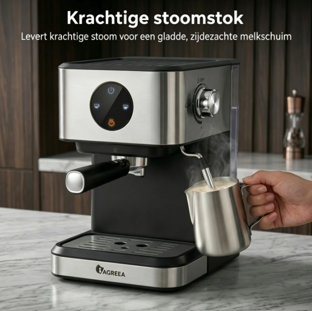 Machine à expresso Iagreea CM3050 - 20 bars - Buse à vapeur - 1,5 L - Acier inoxydable