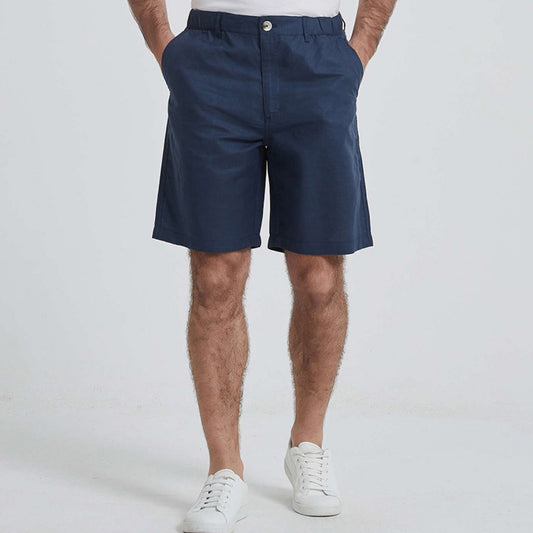 William de Faye Short chino en lin - Bleu marine Taille XL