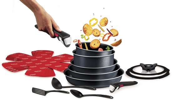 Tefal Ingenio So Light - Batterie de cuisine - 16 pièces - Induction - Empilable - Poignées amovibles - Peu encombrante