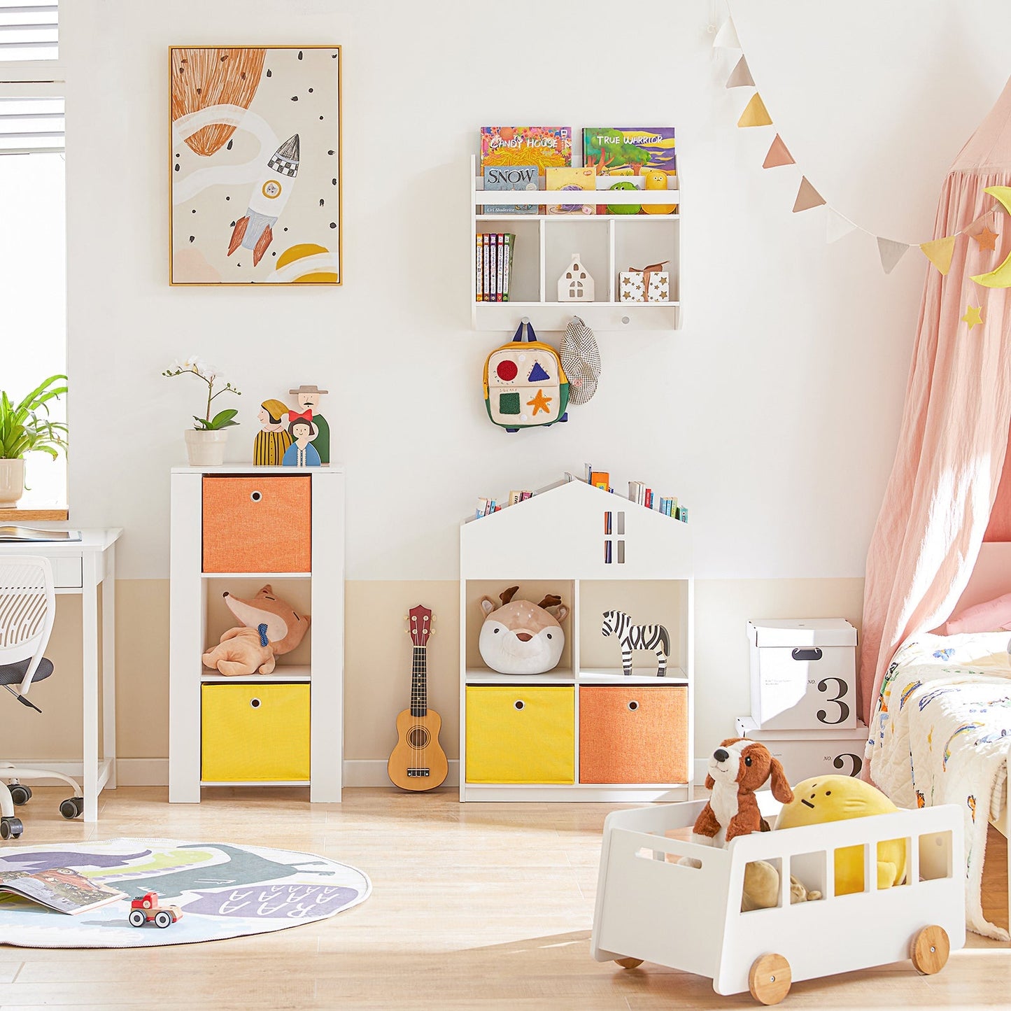 SoBuy Etagère murale pour enfants - Max. 10 kg - 60 x 18 x 51 cm - Blanc