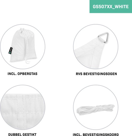 VONROC Premium Shade Cloth - Bâche - Rectangle - 400x300 cm - Déperlant - Blanc - Sac de rangement et cordon de fixation inclus