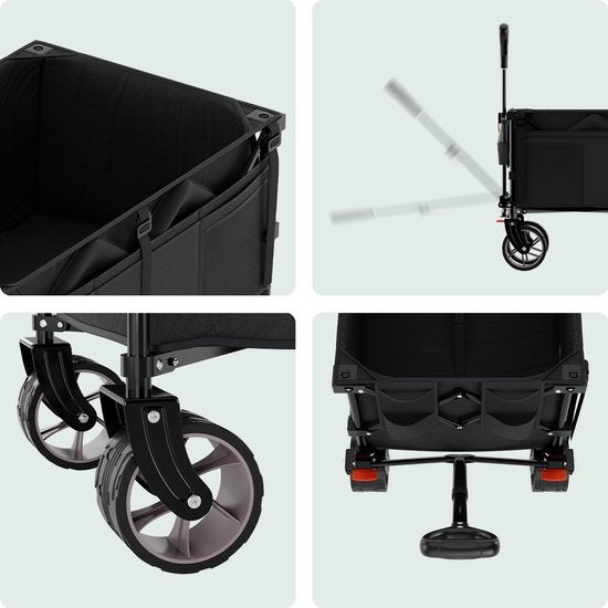 Chariot à roulettes - LifeGoods - XL - pliable - 200L - 150KG de capacité de charge - Noir