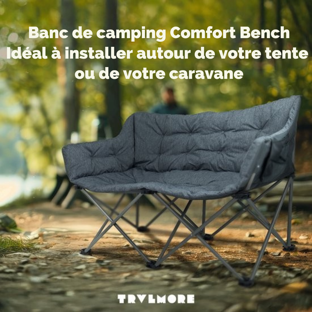 TRVLMORE Chaise de camping - 2 personnes - Pliable - Sac de transport inclus - Chaise de camping - Capacité de charge 240 kg - Gris