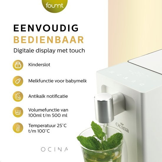 Distributeur d'eau chaude - Ocina - affichage numérique - Bouilloire instantanée de luxe - 3 litres - Blanc