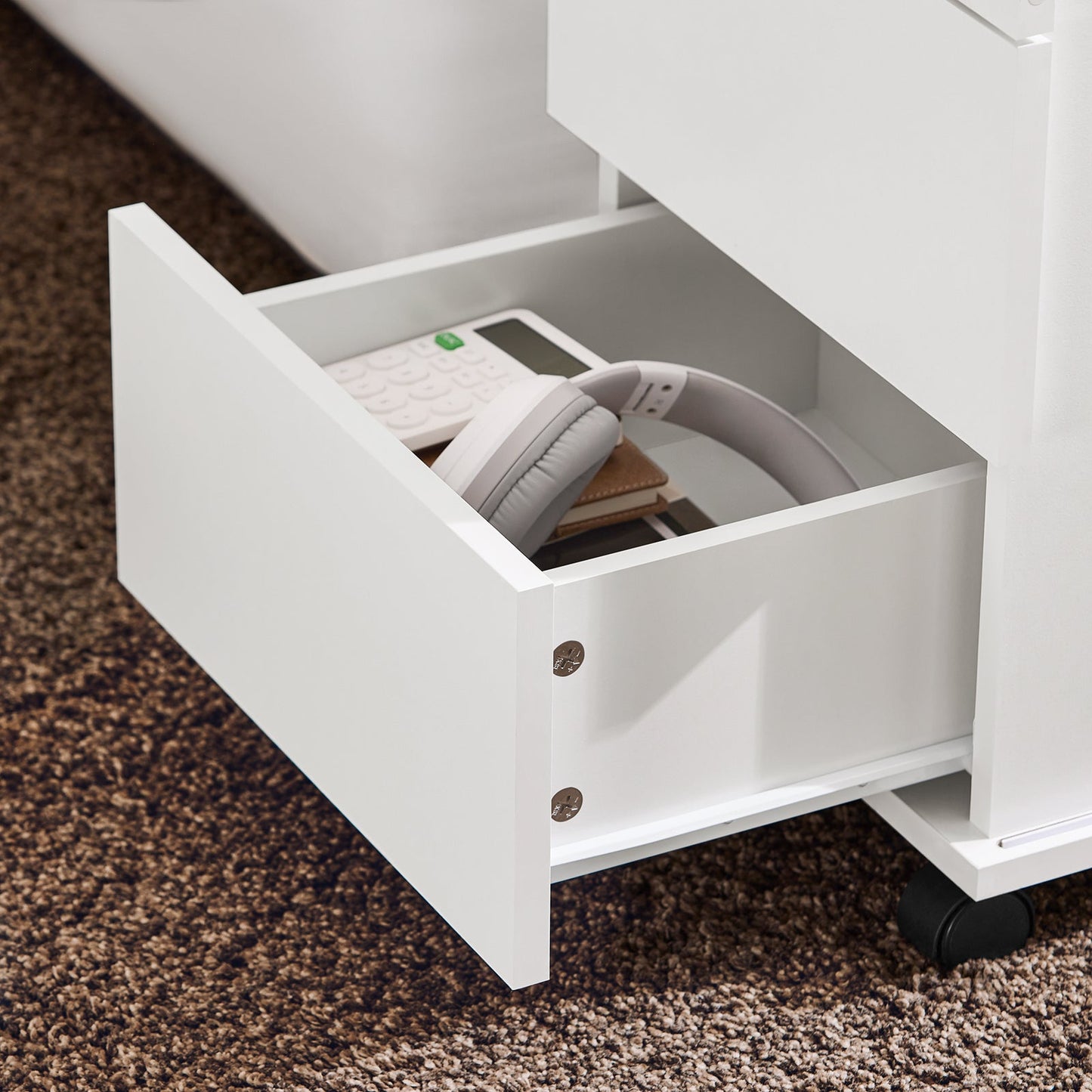 SoBuy Buffet à roulettes FBT141-W - 3 tiroirs - 70 x 35 x 61 cm - Blanc