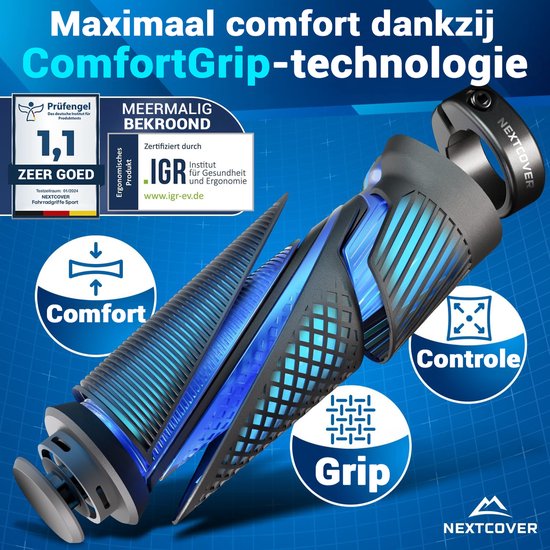 Poignées de vélo Nextcover - Comfort Grip - Ergonomiques - Universelles - Noires