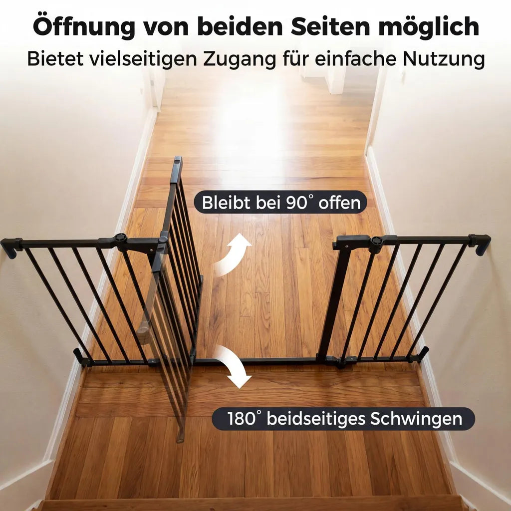 Barrière d'escalier Coast 3 pièces – Réglable de 74,5 à 198 x 74,5 cm – Noir