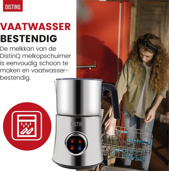 DistinQ® Milk Frother - Mousseur à lait électrique à induction avec affichage - Mousseur à lait électrique lavable au lave-vaisselle - Pour mousser et chauffer