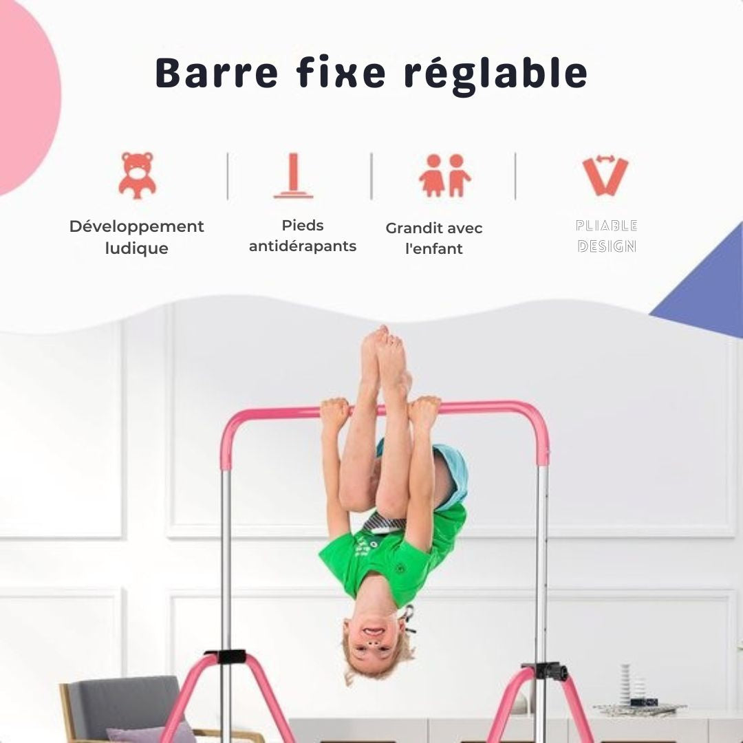 Cadre de gymnastique pliable Proskill- Cadre d'escalade - Réglable en 4 hauteurs - Enfants - Bambin - rose