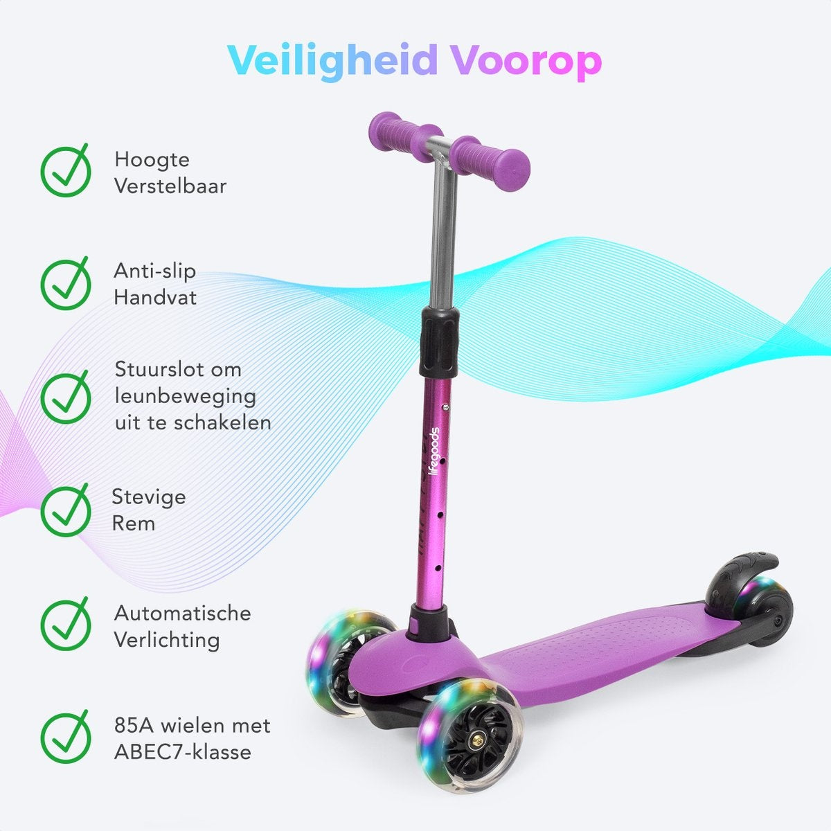 LifeGoods - Trotinette 3 à 5 ans - violet