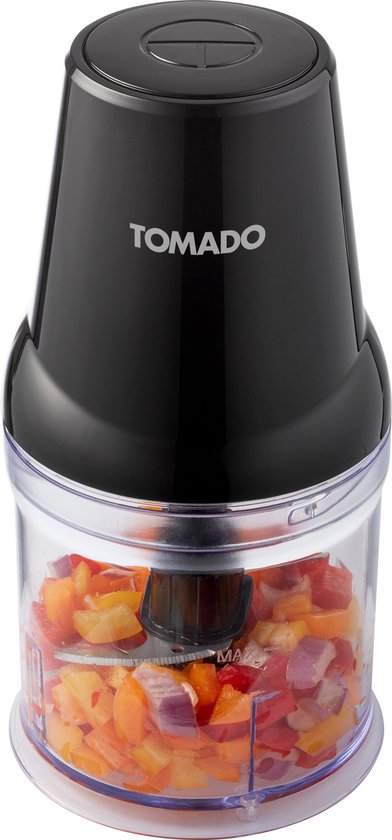 Tomado TCH2001B - Hachoir - 360 ml - 2 lames en acier inoxydable - 400 watts - Coupe, hache et mélange - Noir