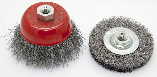 Ensemble de 2 brosses métalliques Westfalia à fils d'acier ondulés, Ø 75 mm, filetage M10