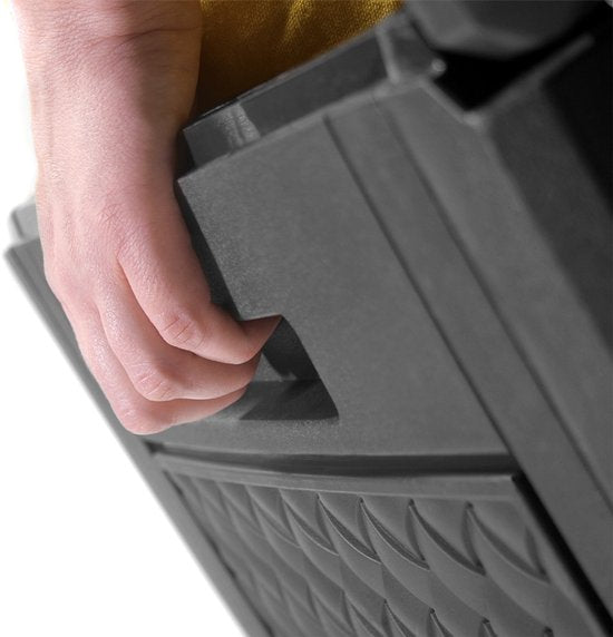 Boîte de rangement 310 L, résistante aux UV et aux intempéries, avec roulettes, boîte de jardin aspect rotin, anthracite